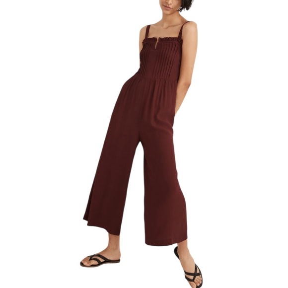 Madewell Pants - MADEWELL Women’s Wine Red Pintuck Cami Jumpsuit